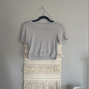 Black & White Striped Honey Punch Cropped T